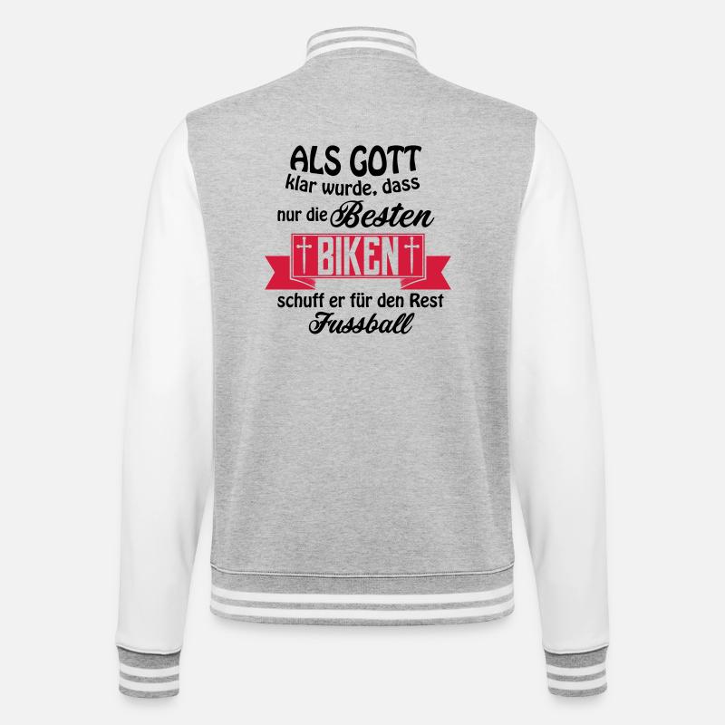 Gott biken - College-Sweatjacke - Grau meliert/Weiß