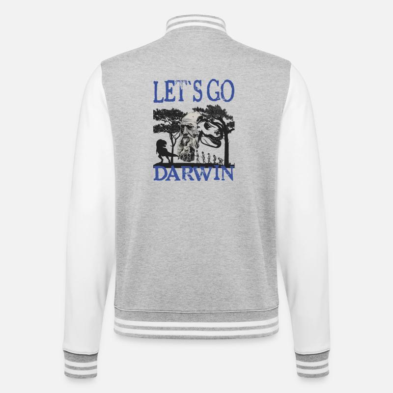 Charles Darwin Evolution textile Geschenkidee - College-Sweatjacke - Grau meliert/Weiß