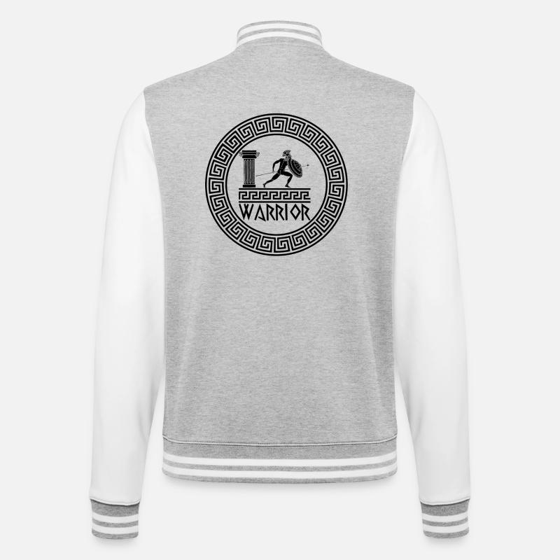 Antiker griechischer Krieger (Schwarz) - College-Sweatjacke - Grau meliert/Weiß