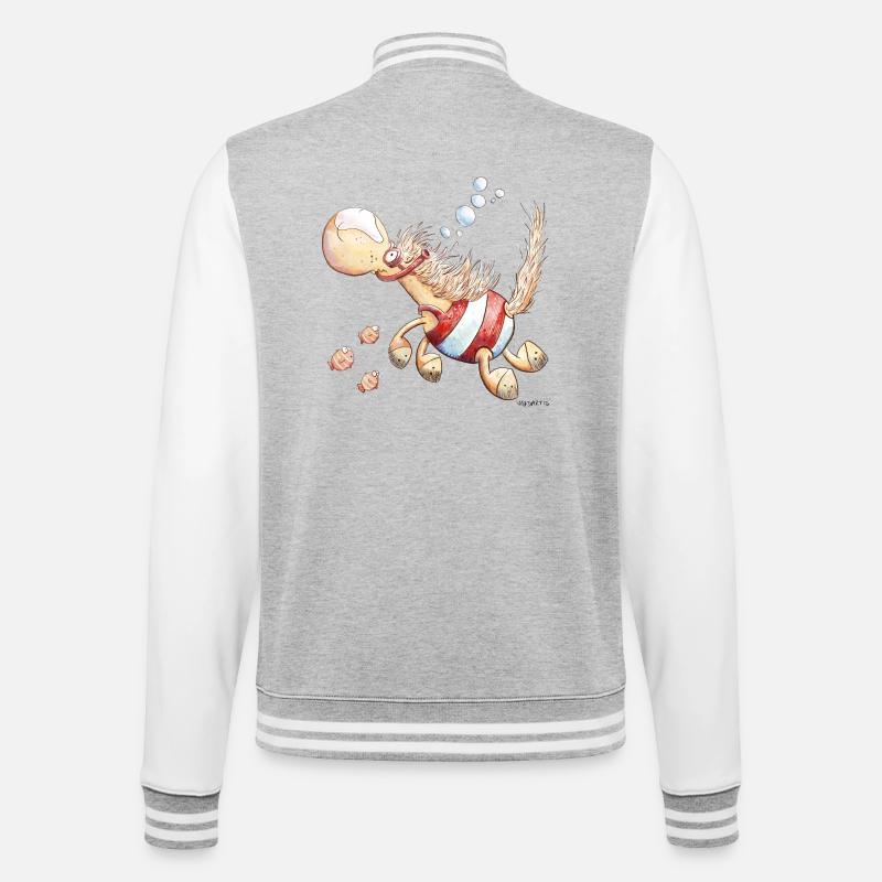Hippocampe I Wortspiel Schwimmer Pferd - Veste Teddy - gris chiné / blanc