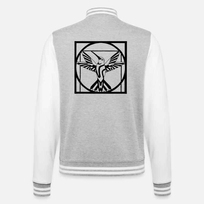 Vitruvianischer schwarzer Vogel - College-Sweatjacke - Grau meliert/Weiß