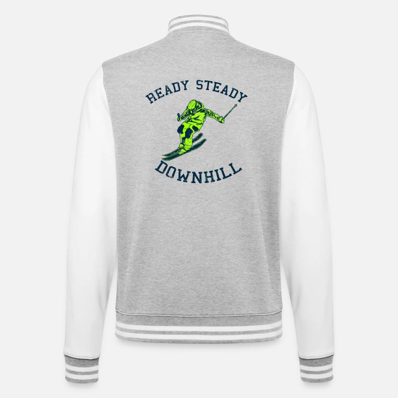 Skifahrer Spruch - College-Sweatjacke - Grau meliert/Weiß