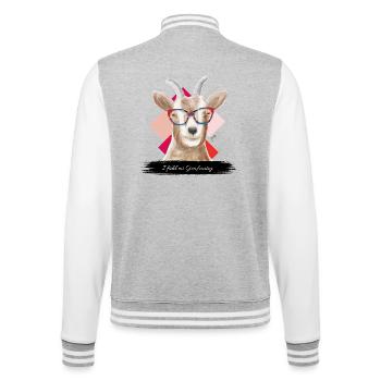 JvG Ziege "I fühl mi Goaßartig." - College-Sweatjacke - Grau meliert/Weiß - Hinten - Marisol (170cm)