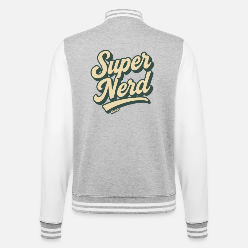 Super Nerd Retro Script - College Sweat Jacket - heather grey/white