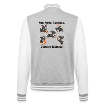 Boston - Plaisir, pets, zoomies, câlins et bisous - Veste Teddy - gris chiné / blanc - Dos - Marisol (170cm)