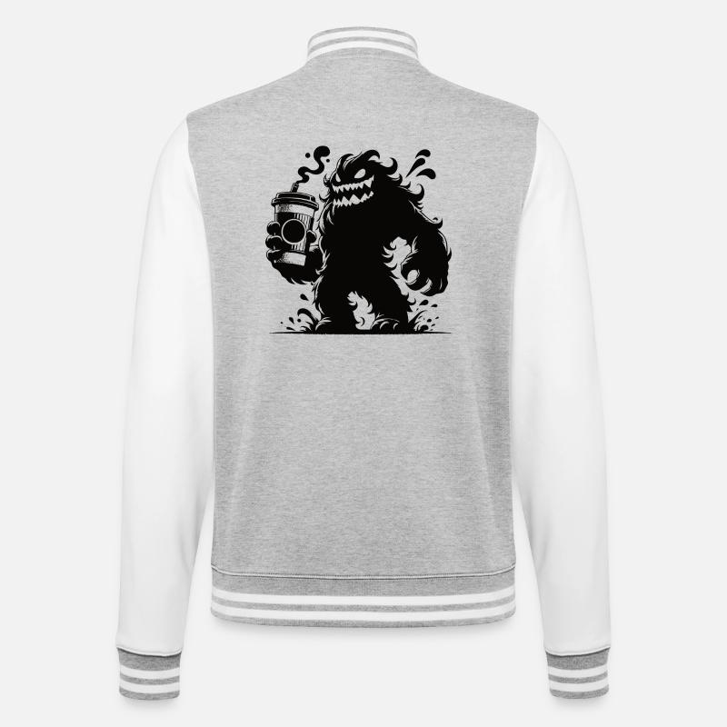 Lustiges Kaffeemonster Comic Design - College-Sweatjacke - Grau meliert/Weiß