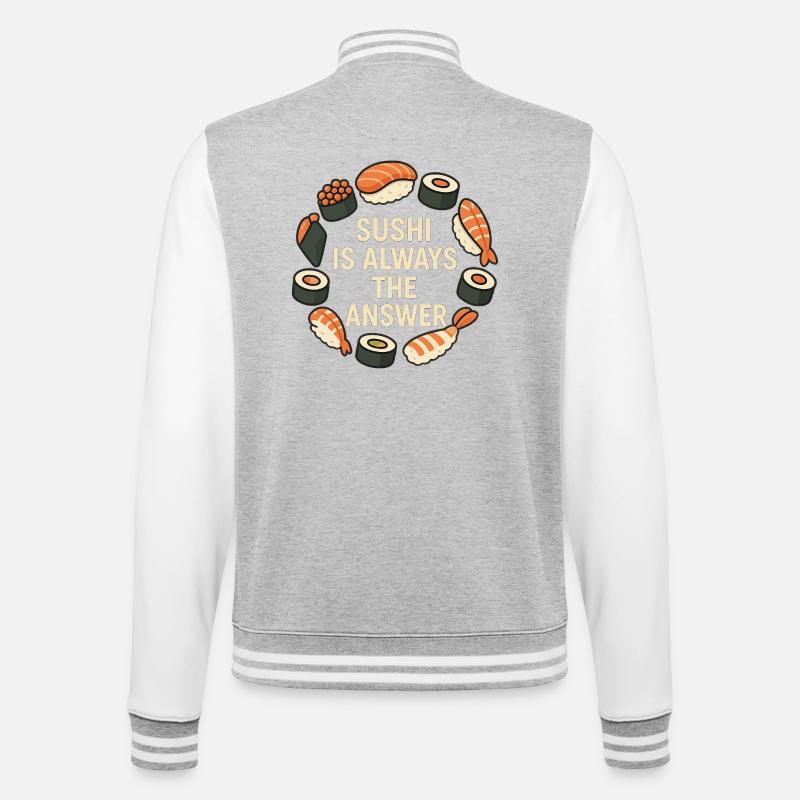 Sushi Is Always The Answer - College-Sweatjacke - Grau meliert/Weiß