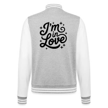 I'm in love script design - College Sweat Jacket - heather grey/white - Back - Marisol (170cm)