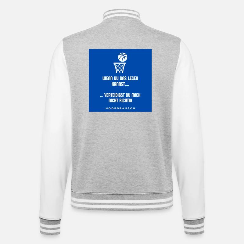 Lesen oder Verteidigen Spruch Hoopsrausch - College-Sweatjacke - Grau meliert/Weiß
