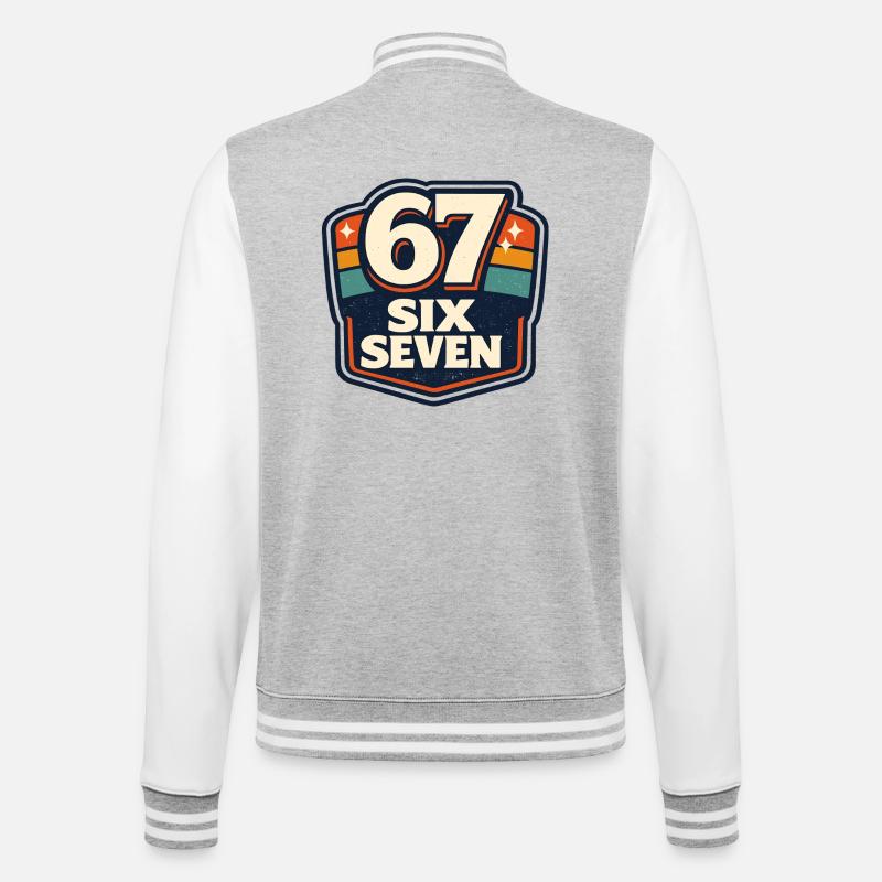 67 Six Seven Meme Funny Gift - College Sweat Jacket - heather grey/white