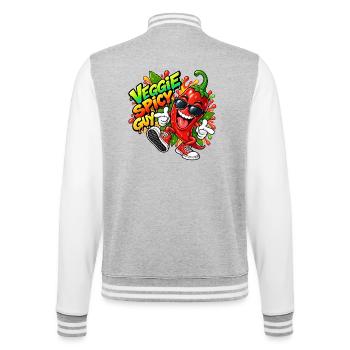 Veggie Spicy Guy Cartoon - College-Sweatjacke - Grau meliert/Weiß - Hinten - Marisol (170cm)