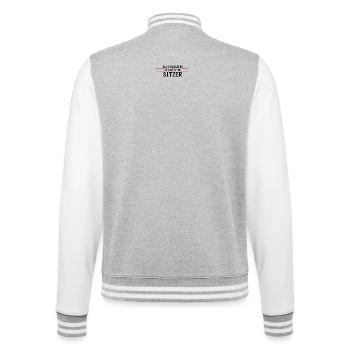 Achterbahnindermittesitzer - College-Sweatjacke - Grau meliert/Weiß - Hinten - Marisol (170cm)