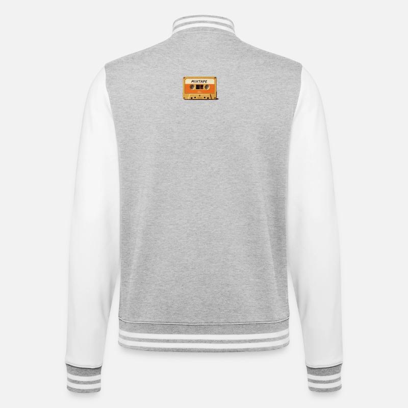 Mixtape Retro Kassette - College-Sweatjacke - Grau meliert/Weiß