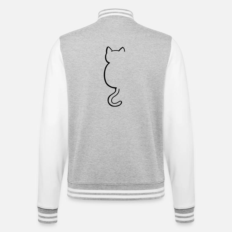 Katze Silouette - College-Sweatjacke - Grau meliert/Weiß