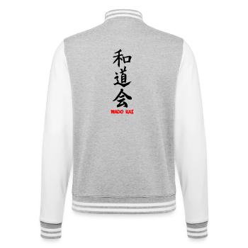Wado kai kanji noir avec texte - Veste Teddy - gris chiné / blanc - Dos - Marisol (170cm)