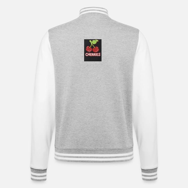 Cherry Duo Retro-Abzeichen - College-Sweatjacke - Grau meliert/Weiß