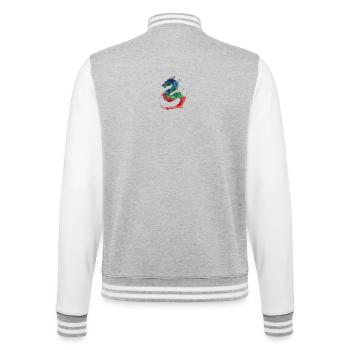 Regenbogen-Wasserdrachen Bunter Drache im Aquarell - College-Sweatjacke - Grau meliert/Weiß - Hinten - Marisol (170cm)