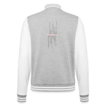 Antifascista Typo Collage rot/grau - College-Sweatjacke - Grau meliert/Weiß - Hinten - Marisol (170cm)