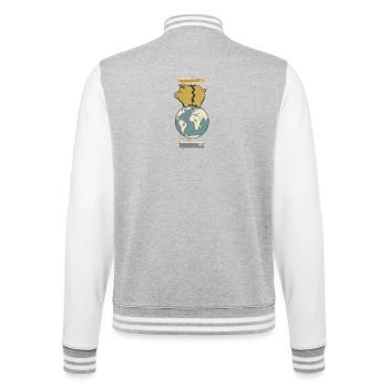Fernweh vs. Budget - College-Sweatjacke - Grau meliert/Weiß - Hinten - Marisol (170cm)