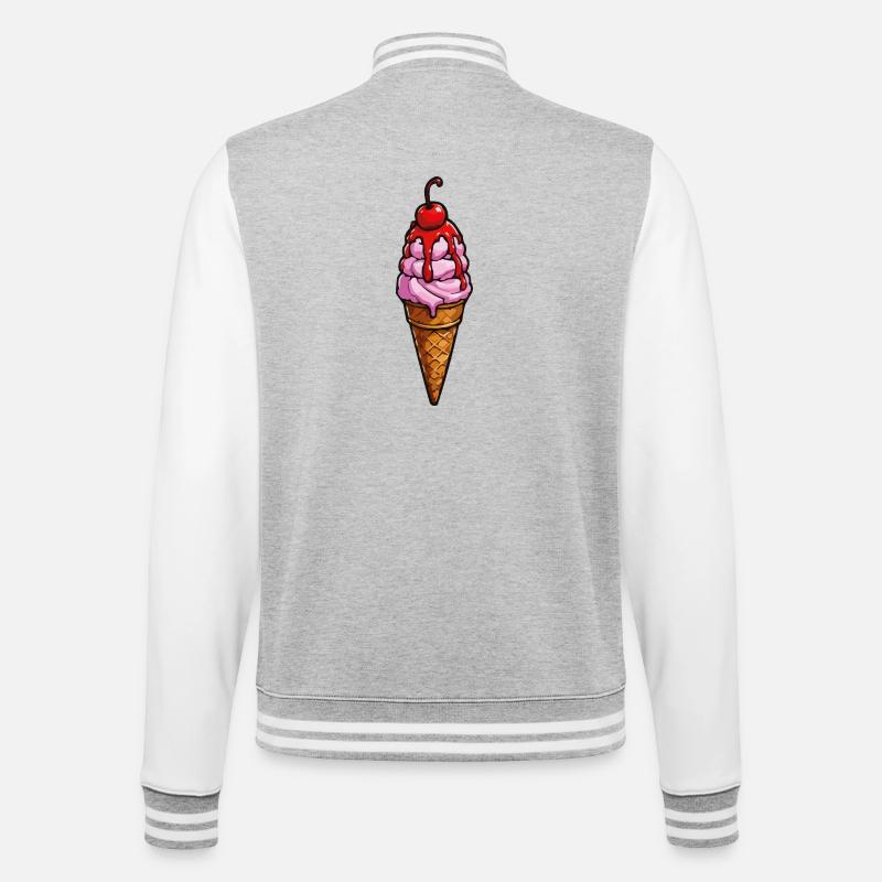 Kirsche Erdbeere Eiscreme - College Sweat Jacket - heather grey/white