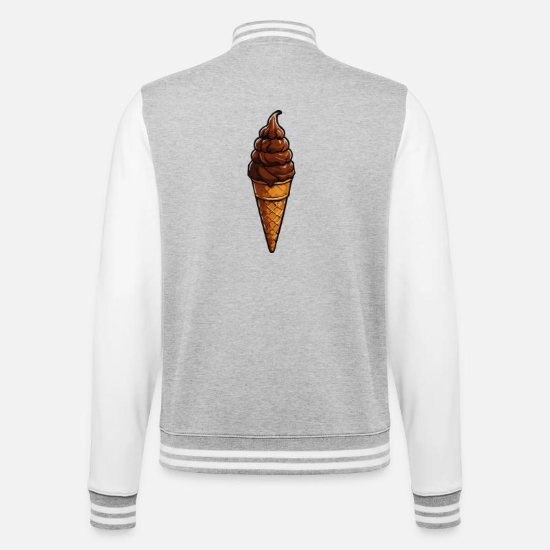 Schoko Soft-Serve Eiskegel - College-Sweatjacke - Grau meliert/Weiß