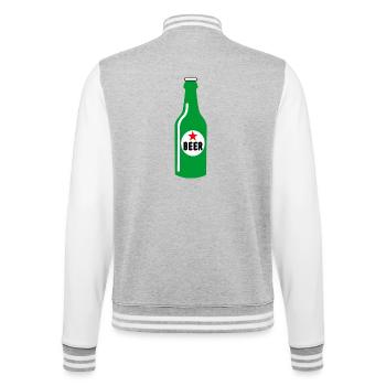 Bouteille de bière verte - Veste Teddy - gris chiné / blanc - Dos - Marisol (170cm)