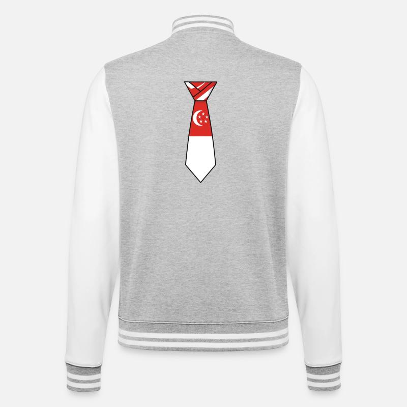 Cravate de Singapour – Conception du drapeau - Veste Teddy - gris chiné / blanc