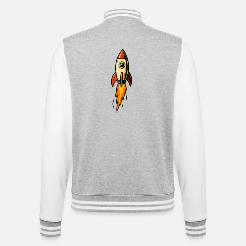 Rocket Illustration Fire Flight - College Sweat Jacket - heather grey/white