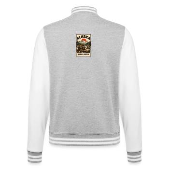 Paysages rétro des ours de la frontière de l’Alaska - Veste Teddy - gris chiné / blanc - Dos - Marisol (170cm)