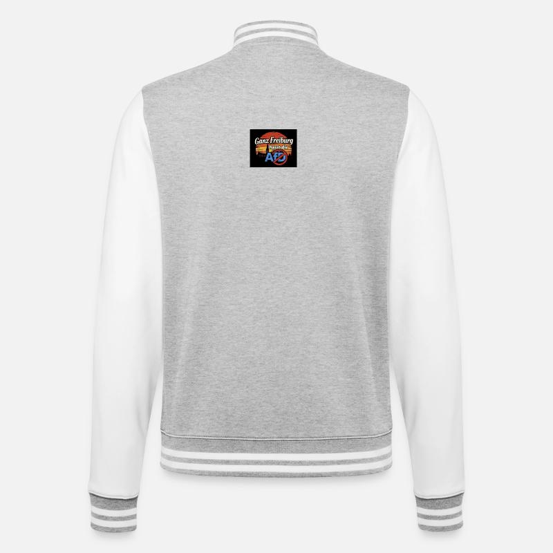 Ganz Freiburg hasst die AfD - College-Sweatjacke - Grau meliert/Weiß