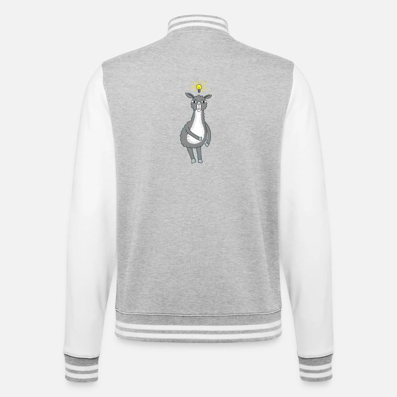 Lama has an idea - College Sweat Jacket - heather grey/white
