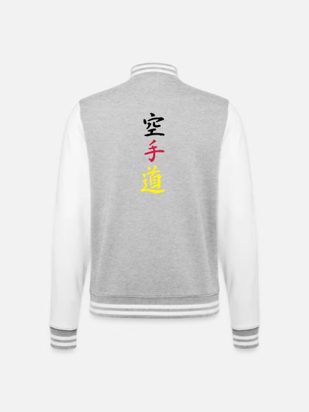karate germany - College-Sweatjacke - Grau meliert/Weiß