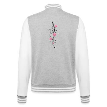 Beautiful, filigree flowers. Floral element. - College Sweat Jacket - heather grey/white - Back - Marisol (170cm)