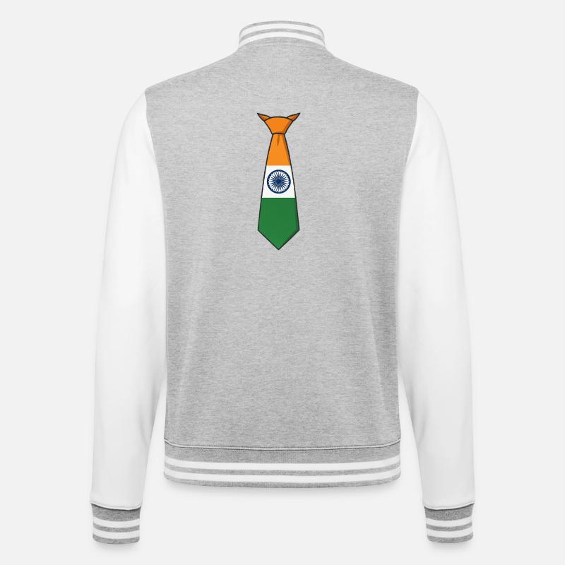Cravate de l’Inde – Drapeau - Veste Teddy - gris chiné / blanc
