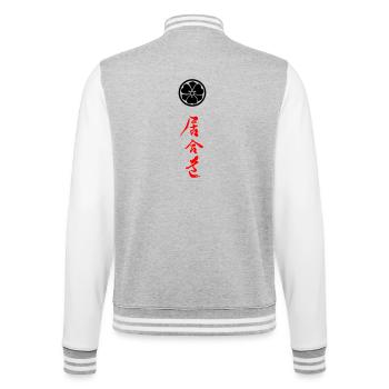 Iaido Kanji und Mon Symbol - College-Sweatjacke - Grau meliert/Weiß - Hinten - Marisol (170cm)