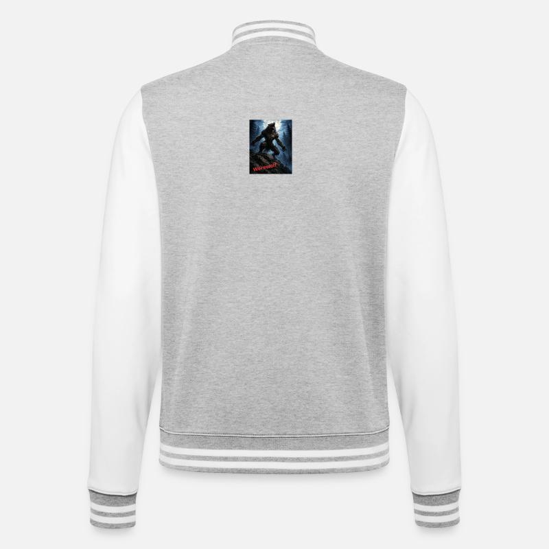 Werewolf Full Moon - College Sweat Jacket - heather grey/white