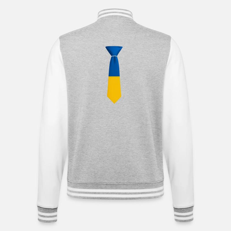 Blau-gelber Farbblock bindet - College-Sweatjacke - Grau meliert/Weiß