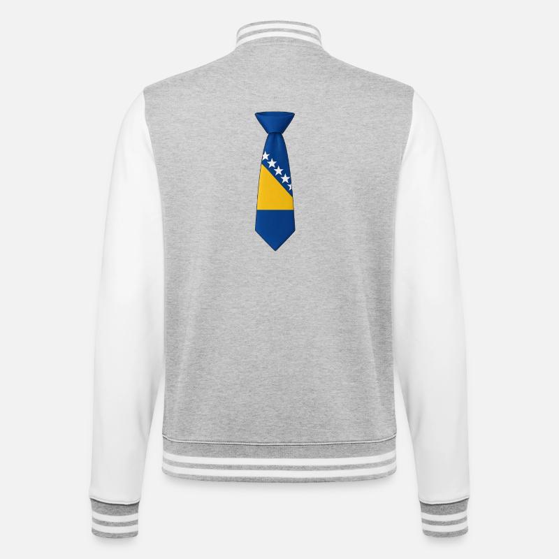 Cravate Bosnie – Conception du drapeau - Veste Teddy - gris chiné / blanc