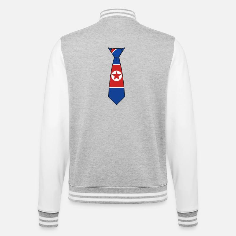 North Korea Tie – Flaggendesign - College-Sweatjacke - Grau meliert/Weiß