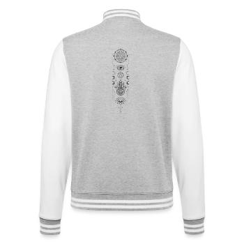 Spiritualité Géométrie Sacrée Fleur de Lotus Zen - Veste Teddy - gris chiné / blanc - Dos - Marisol (170cm)