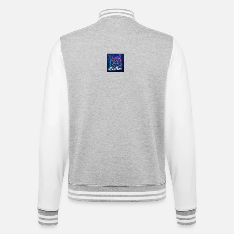 Level Up Your Reality Neon Controller - College Sweat Jacket - heather grey/white