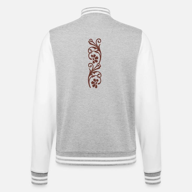Ornate Floral Scrollwork - College Sweat Jacket - heather grey/white