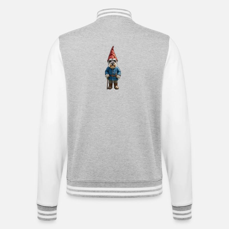 Gartenzwerg Schnauzer Zauber - College-Sweatjacke - Grau meliert/Weiß