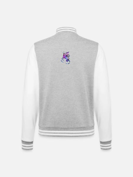 Farbige Spiral- und Fächerkunst - College-Sweatjacke - Grau meliert/Weiß