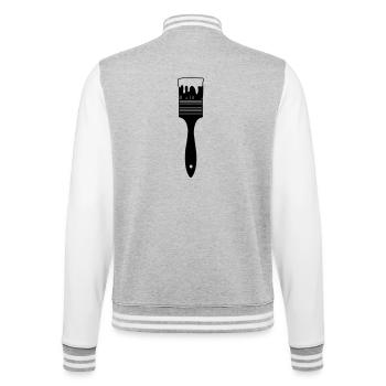 Pinceau avec peinture pour logo - Veste Teddy - gris chiné / blanc - Dos - Marisol (170cm)