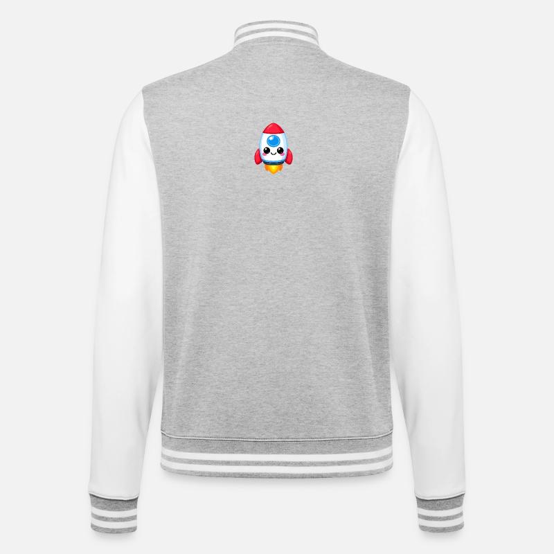 Kawaii style Rocket Charm - College Sweat Jacket - heather grey/white