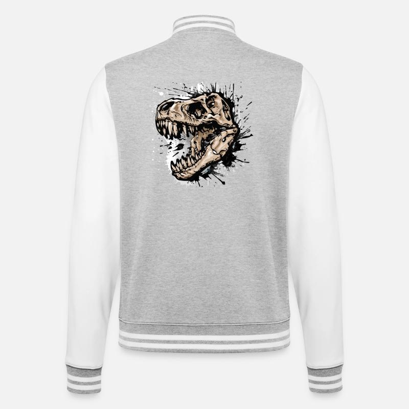 Trex / T-Rex Dinosaure - Veste Teddy - gris chiné / blanc