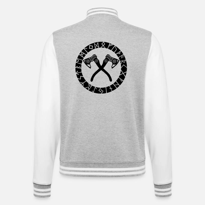 Schwarze Haxen der Wikinger - College-Sweatjacke - Grau meliert/Weiß