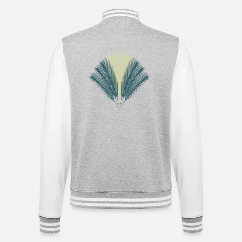 Feder-Fächer - College-Sweatjacke - Grau meliert/Weiß