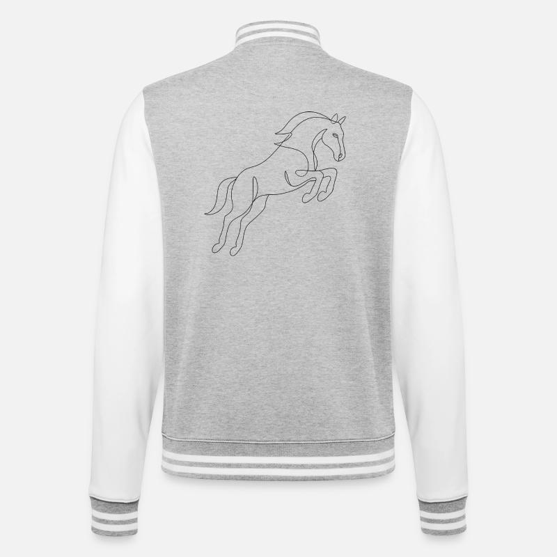 One Line Drawing - Pferd - College-Sweatjacke - Grau meliert/Weiß